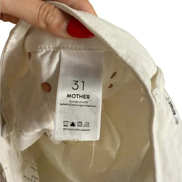 MOTHER The Looker Crop White Straight Leg Ankle Crop Jeans Glass Slipper White - Picture 14 of 15